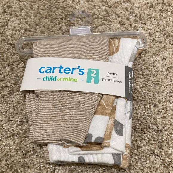 Carter's Other - NWT carter's child of mine set of 2 pants Newborn white brown grey stripe bear